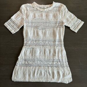 Tularosa White Cream Lace Sheer Short Sleeve Tunic Top S